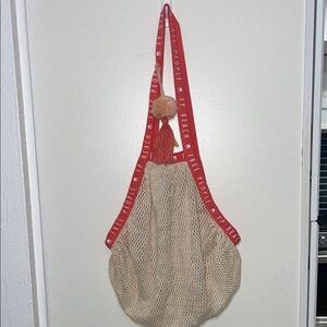Free People Tan Mesh Sling Open Knit Bag | OS